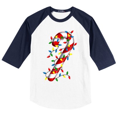 Candy Cane Merry And Bright Christmas Lights Candy Family Baseball Sleeve Shirt