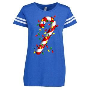 Candy Cane Merry And Bright Christmas Lights Candy Family Enza Ladies Jersey Football T-Shirt