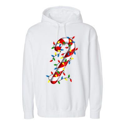 Candy Cane Merry And Bright Christmas Lights Candy Family Garment-Dyed Fleece Hoodie