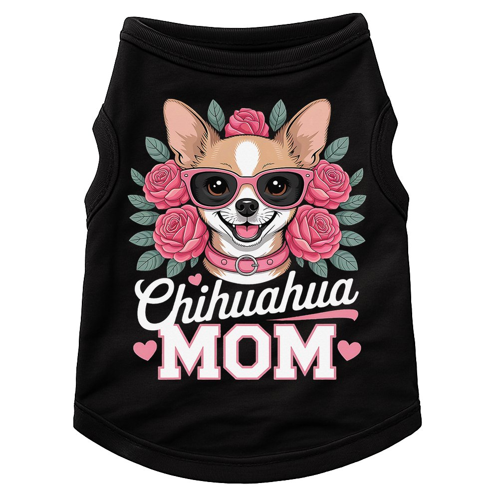 Cute Chihuahua Mom Sunglasses Flower For Chihuahua Owner Doggie Tank