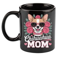 Cute Chihuahua Mom Sunglasses Flower For Chihuahua Owner 11oz C Handle Ceramic Mug