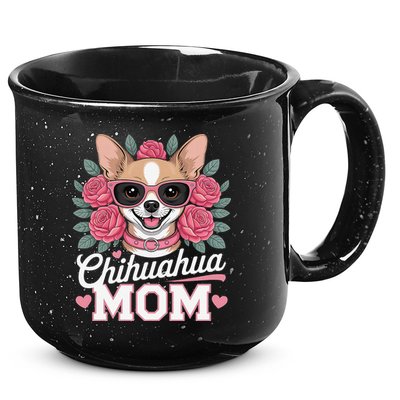 Cute Chihuahua Mom Sunglasses Flower For Chihuahua Owner 15oz Campfire Ceramic Mug