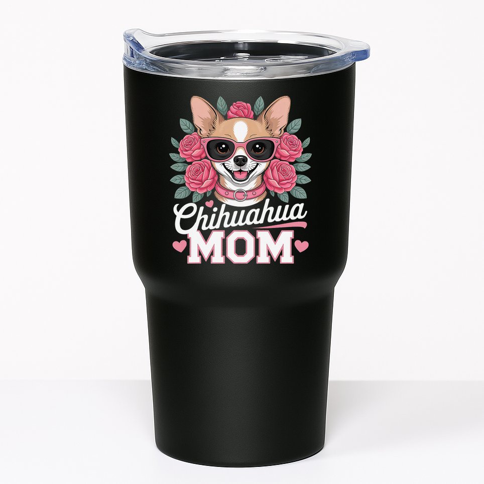 Cute Chihuahua Mom Sunglasses Flower For Chihuahua Owner Tumbler