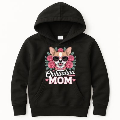 Cute Chihuahua Mom Sunglasses Flower For Chihuahua Owner Kids Hoodie