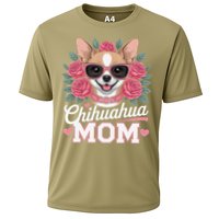Cute Chihuahua Mom Sunglasses Flower For Chihuahua Owner Cooling Performance Crew T-Shirt
