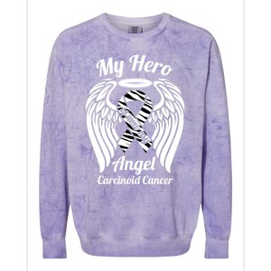 Carcinoid Cancer My Hero Is Now My Angel Wings Gift Colorblast Crewneck Sweatshirt