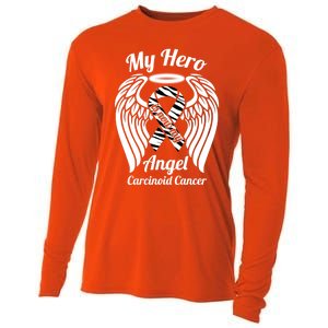 Carcinoid Cancer My Hero Is Now My Angel Wings Gift Cooling Performance Long Sleeve Crew