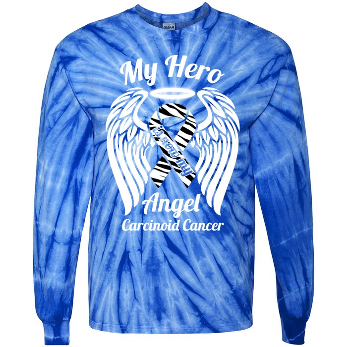 Carcinoid Cancer My Hero Is Now My Angel Wings Gift Tie-Dye Long Sleeve Shirt