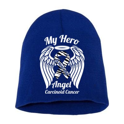 Carcinoid Cancer My Hero Is Now My Angel Wings Gift Short Acrylic Beanie