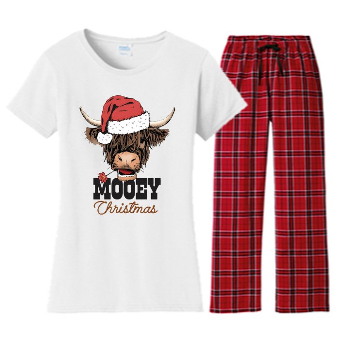 Christmas Cow Mooey Christmas Cute Cow Women's Flannel Pajama Set