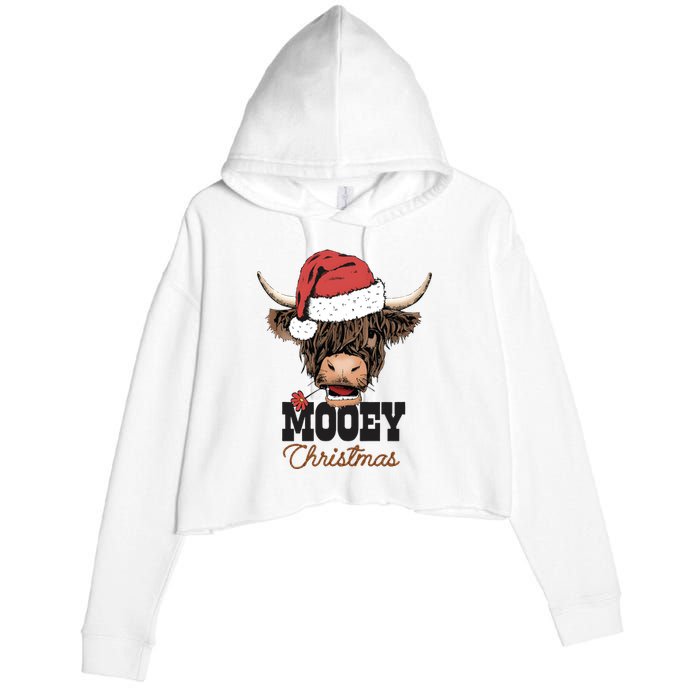 Christmas Cow Mooey Christmas Cute Cow Crop Fleece Hoodie