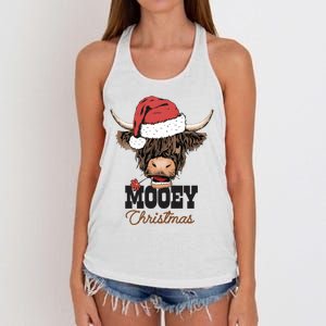 Christmas Cow Mooey Christmas Cute Cow Women's Knotted Racerback Tank