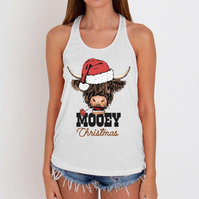 Christmas Cow Mooey Christmas Cute Cow Women's Knotted Racerback Tank