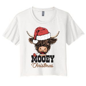 Christmas Cow Mooey Christmas Cute Cow Women's Crop Top Tee