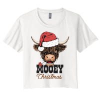 Christmas Cow Mooey Christmas Cute Cow Women's Crop Top Tee