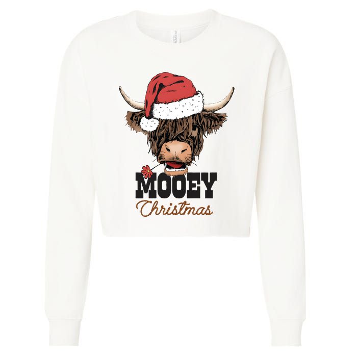 Christmas Cow Mooey Christmas Cute Cow Cropped Pullover Crew