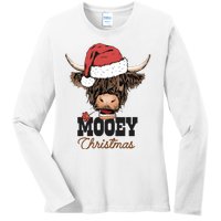 Christmas Cow Mooey Christmas Cute Cow Ladies Long Sleeve Shirt