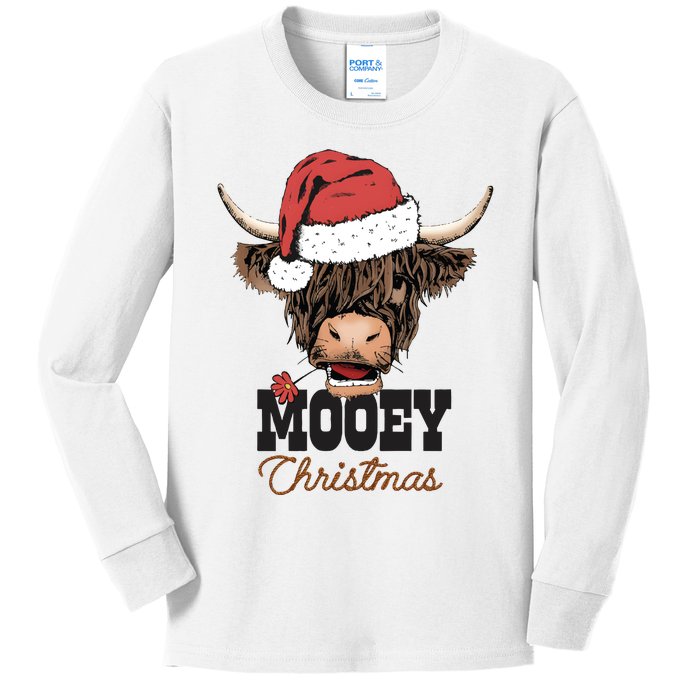 Christmas Cow Mooey Christmas Cute Cow Kids Long Sleeve Shirt