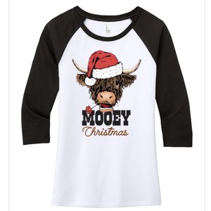 Christmas Cow Mooey Christmas Cute Cow Women's Tri-Blend 3/4-Sleeve Raglan Shirt