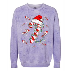 Candy Cane Merry And Bright Red White Lights Christmas Colorblast Crewneck Sweatshirt