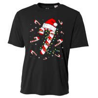 Candy Cane Merry And Bright Red White Lights Christmas Cooling Performance Crew T-Shirt