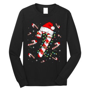 Candy Cane Merry And Bright Red White Lights Christmas Long Sleeve Shirt