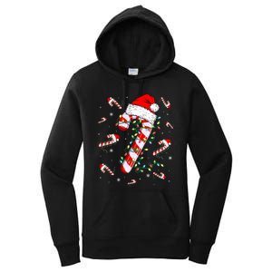 Candy Cane Merry And Bright Red White Lights Christmas Women's Pullover Hoodie