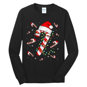 Candy Cane Merry And Bright Red White Lights Christmas Tall Long Sleeve T-Shirt