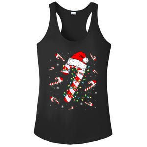 Candy Cane Merry And Bright Red White Lights Christmas Ladies PosiCharge Competitor Racerback Tank