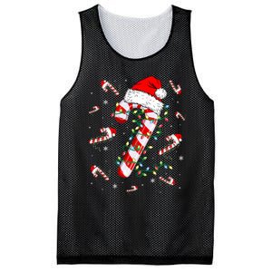 Candy Cane Merry And Bright Red White Lights Christmas Mesh Reversible Basketball Jersey Tank