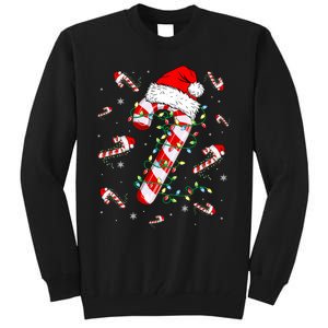 Candy Cane Merry And Bright Red White Lights Christmas Tall Sweatshirt