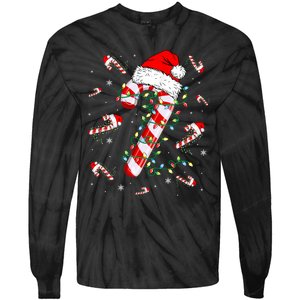 Candy Cane Merry And Bright Red White Lights Christmas Tie-Dye Long Sleeve Shirt