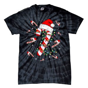 Candy Cane Merry And Bright Red White Lights Christmas Tie-Dye T-Shirt