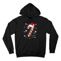 Candy Cane Merry And Bright Red White Lights Christmas Tall Hoodie