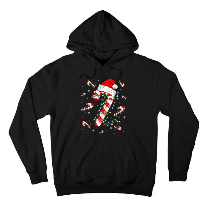 Candy Cane Merry And Bright Red White Lights Christmas Tall Hoodie