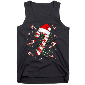 Candy Cane Merry And Bright Red White Lights Christmas Tank Top