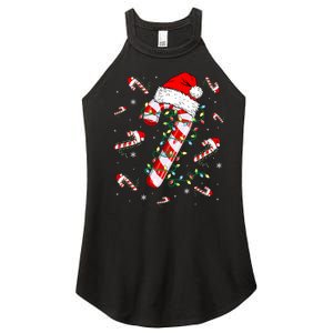 Candy Cane Merry And Bright Red White Lights Christmas Women's Perfect Tri Rocker Tank