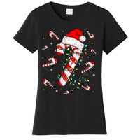 Candy Cane Merry And Bright Red White Lights Christmas Women's T-Shirt