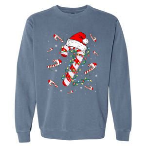 Candy Cane Merry And Bright Red White Lights Christmas Garment-Dyed Sweatshirt