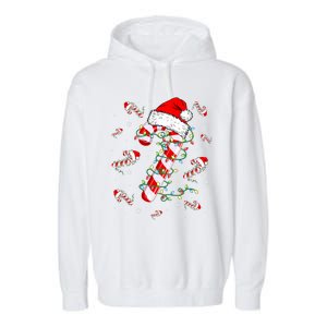 Candy Cane Merry And Bright Red White Lights Christmas Garment-Dyed Fleece Hoodie