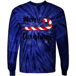 Candy Cane Merry Christmas Red And White Candy Snowflakes Tie-Dye Long Sleeve Shirt