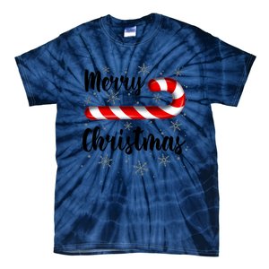 Candy Cane Merry Christmas Red And White Candy Snowflakes Tie-Dye T-Shirt