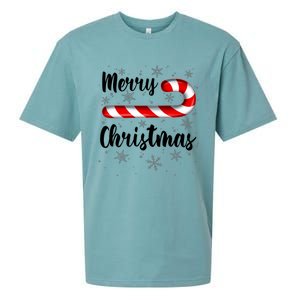 Candy Cane Merry Christmas Red And White Candy Snowflakes Sueded Cloud Jersey T-Shirt