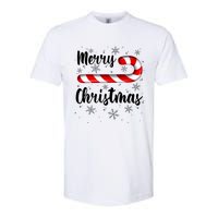 Candy Cane Merry Christmas Red And White Candy Snowflakes Softstyle CVC T-Shirt