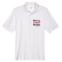 Candy Cane Merry Christmas Red And White Candy Snowflakes Men's Origin Performance Pique Polo