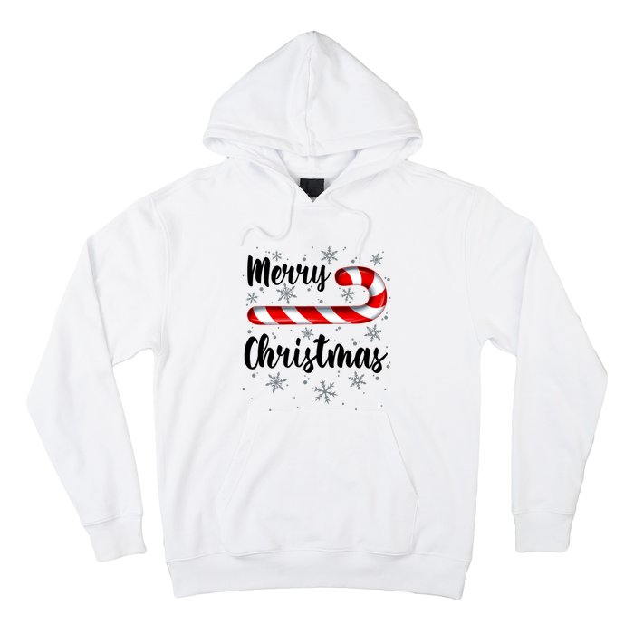 Candy Cane Merry Christmas Red And White Candy Snowflakes Hoodie