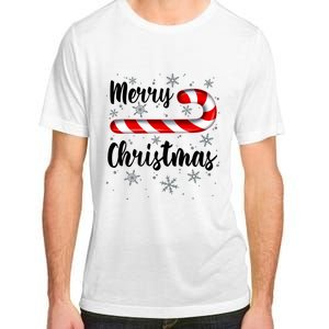 Candy Cane Merry Christmas Red And White Candy Snowflakes Adult ChromaSoft Performance T-Shirt