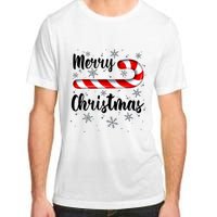 Candy Cane Merry Christmas Red And White Candy Snowflakes Adult ChromaSoft Performance T-Shirt