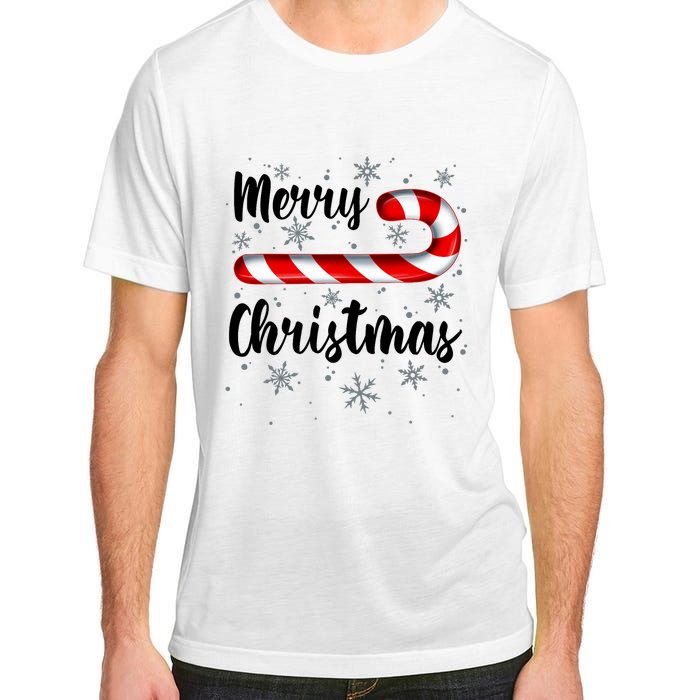 Candy Cane Merry Christmas Red And White Candy Snowflakes Adult ChromaSoft Performance T-Shirt