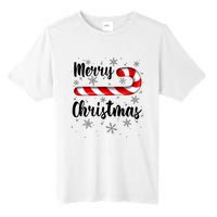 Candy Cane Merry Christmas Red And White Candy Snowflakes Tall Fusion ChromaSoft Performance T-Shirt